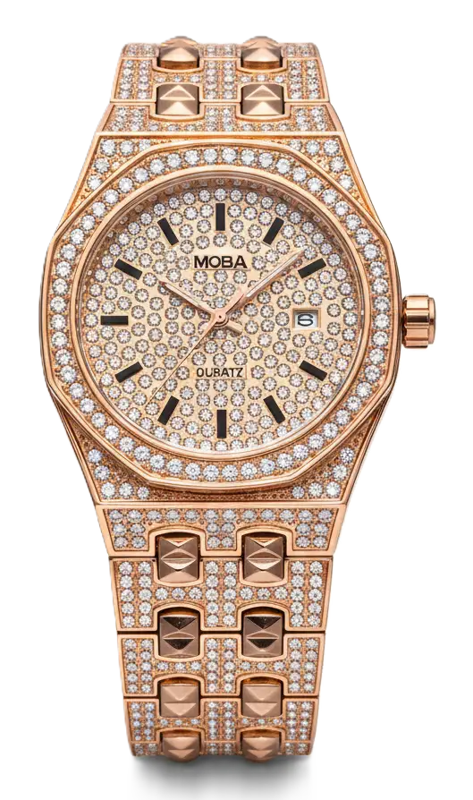 MOBA Luxury Iced Out Rose Gold Men's Watch