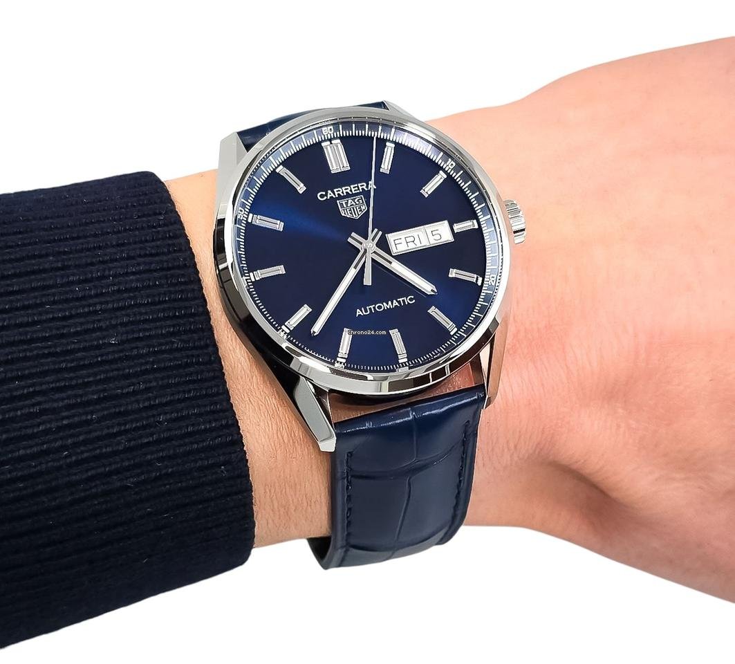 TAG Heuer Carrera Calibre 5 Day-Date Blue Dial Watch - Image 2