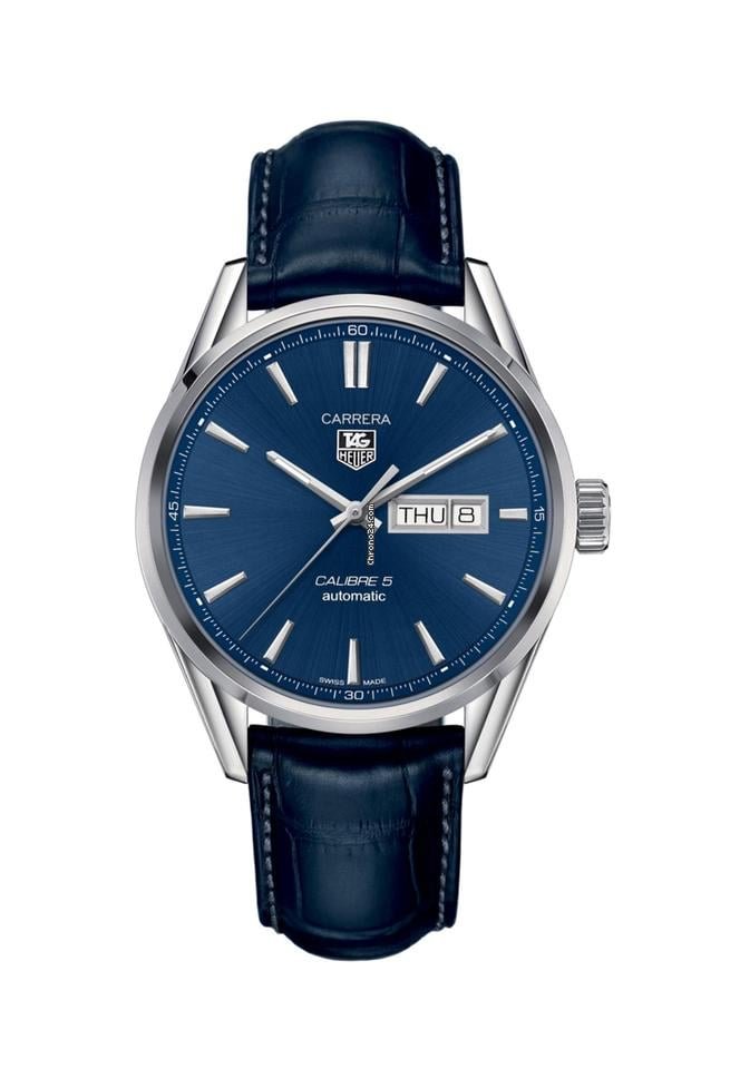 TAG Heuer Carrera Calibre 5 Day-Date Blue Dial Watch - Image 3