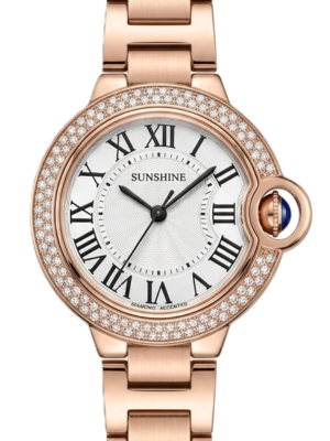 Rose Gold Diamond Bezel Roman Numeral Women's Luxury Watch